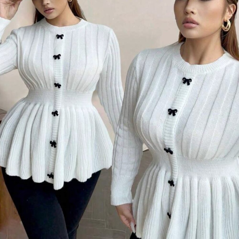 Shein Plus Butterfly Buckle Sweater Cardigan